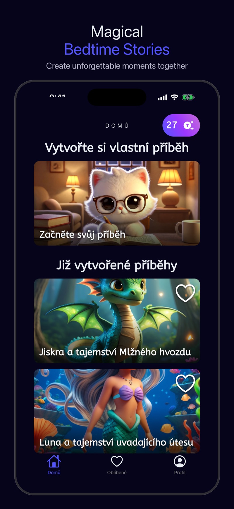 Luna — hlavní obrazovka