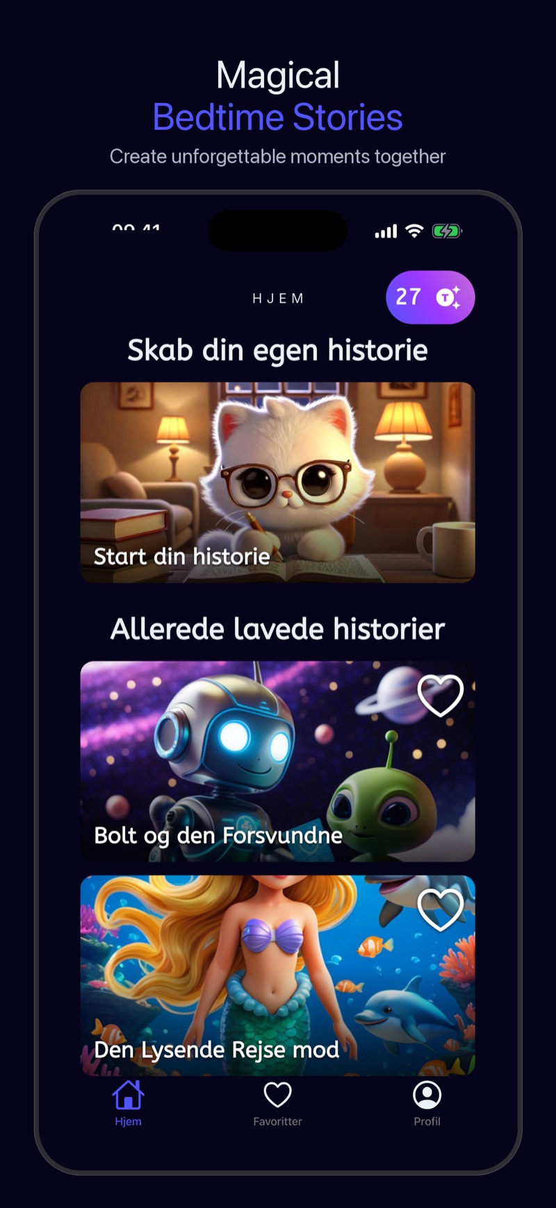Luna-app — skærm til at lave historier