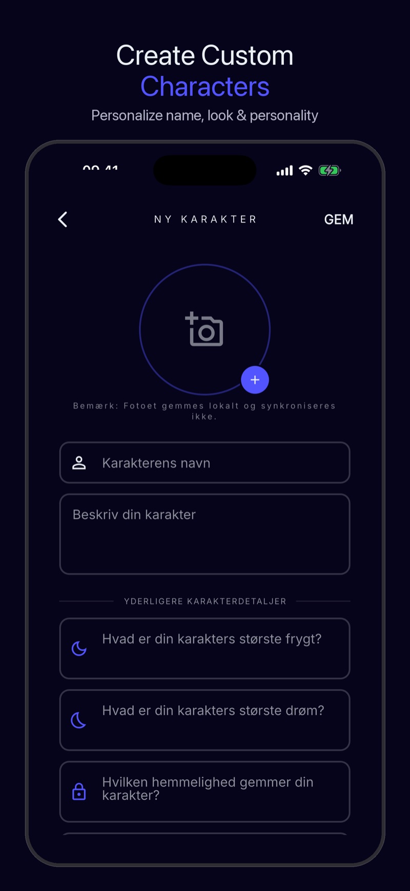 Luna-skærmbillede — skab historie