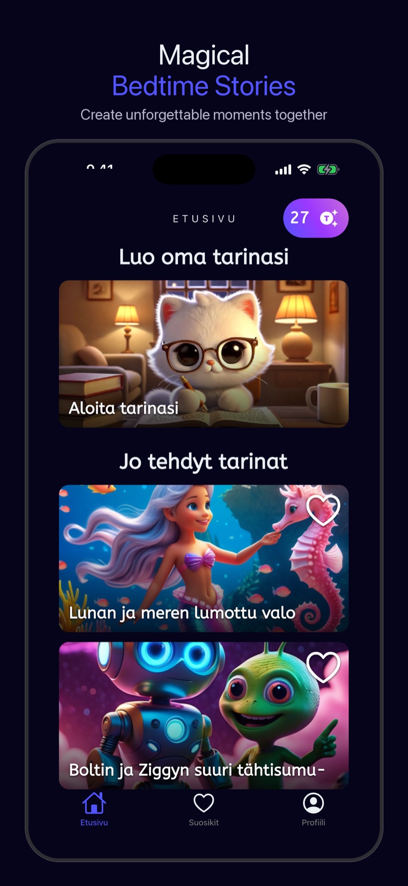 Luna — aloitusnäyttö