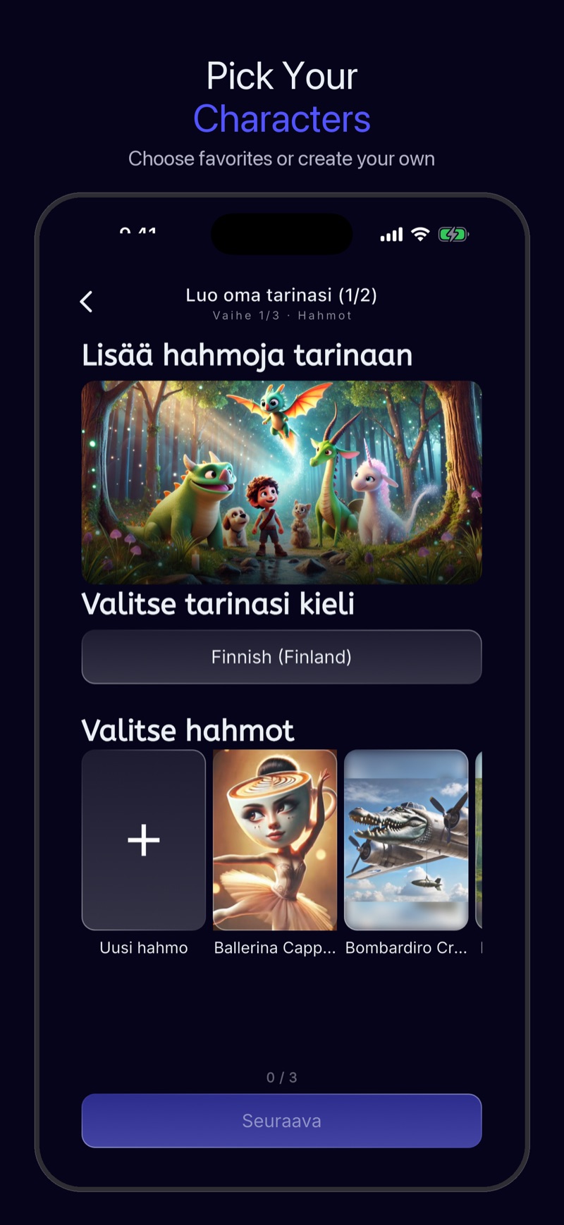Luna — hahmon valinta