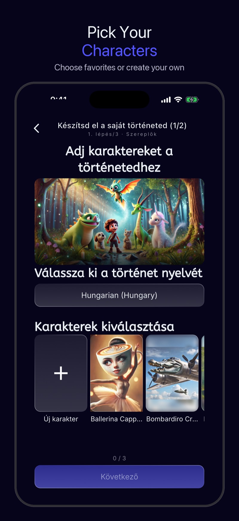 Luna — karakterválasztás