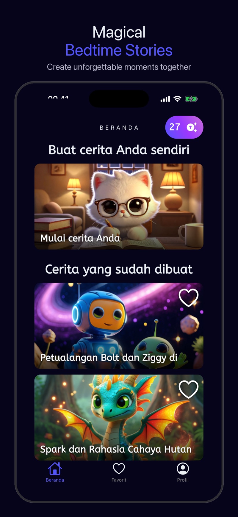 Aplikasi Luna — layar pembuatan cerita