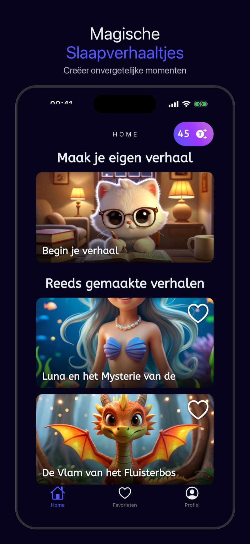 Luna-app — verhaalcreatiescherm