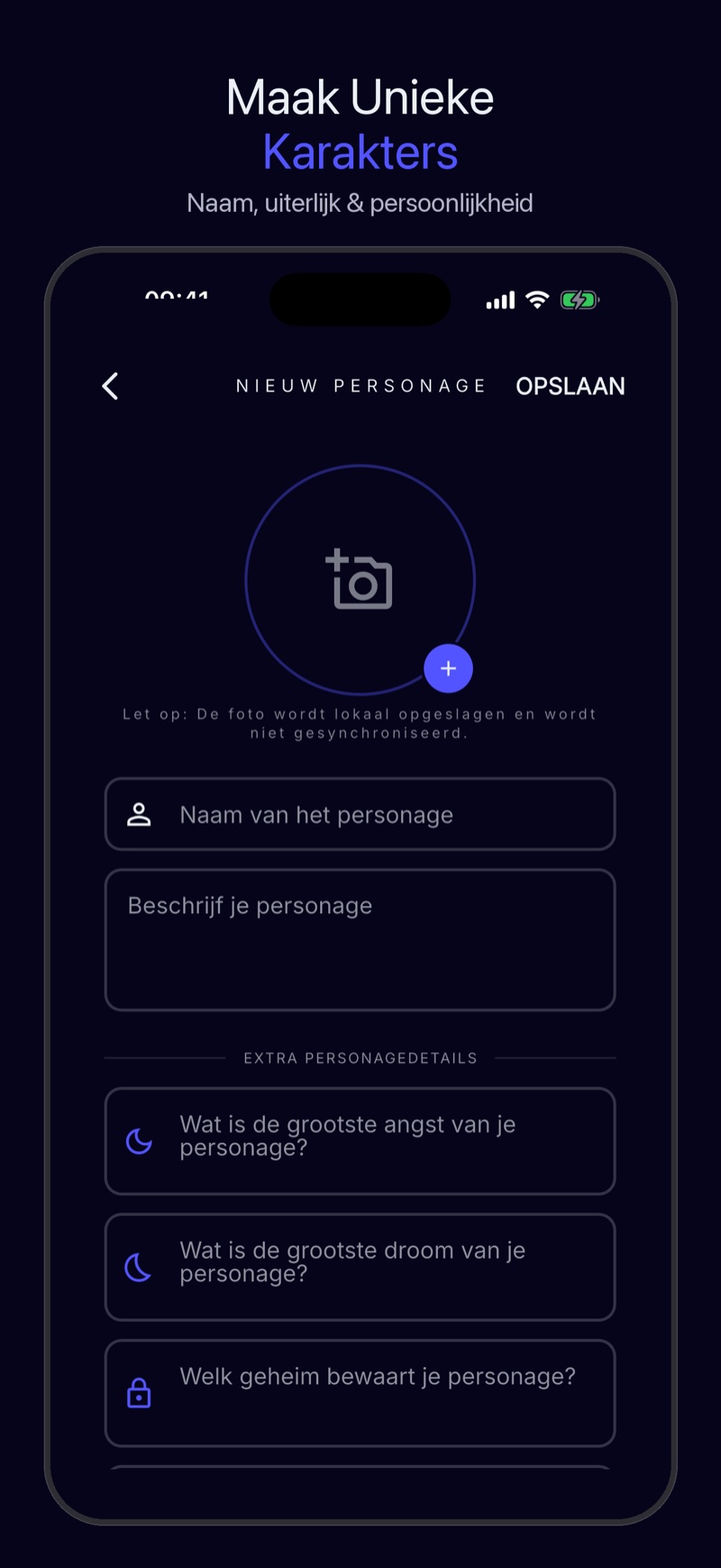 Luna-screenshot — verhaal maken