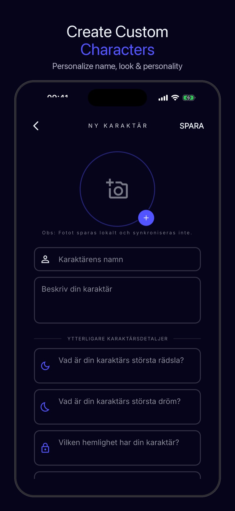 Luna-skärmbild — skapa saga
