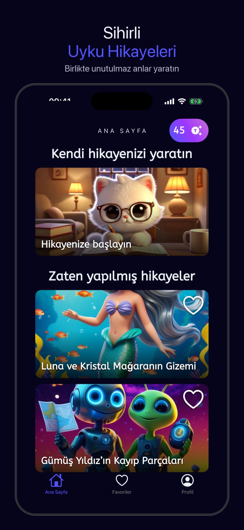 Luna uygulaması — hikâye oluşturma ekranı