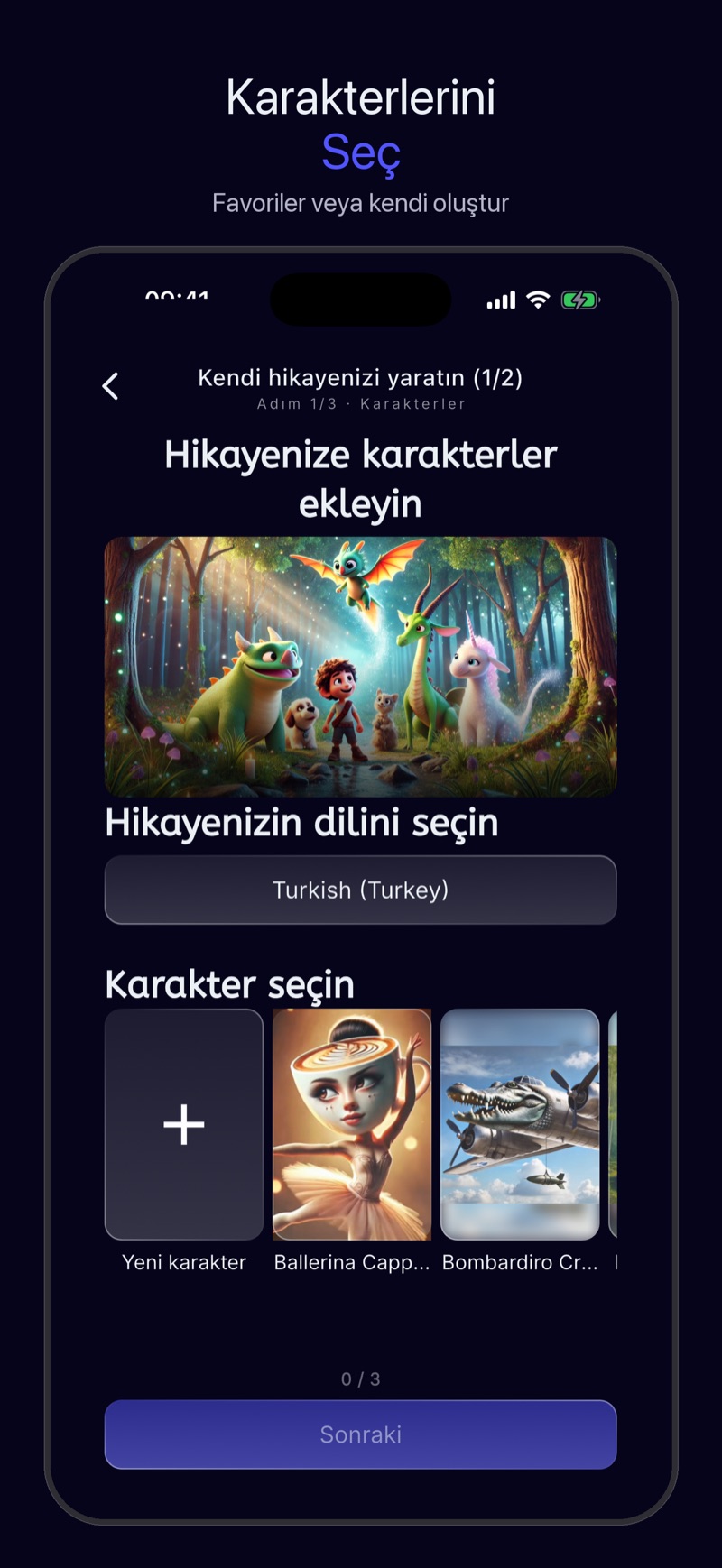 Luna — karakter seçimi